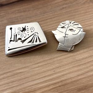 Art Deco Silver Brooches